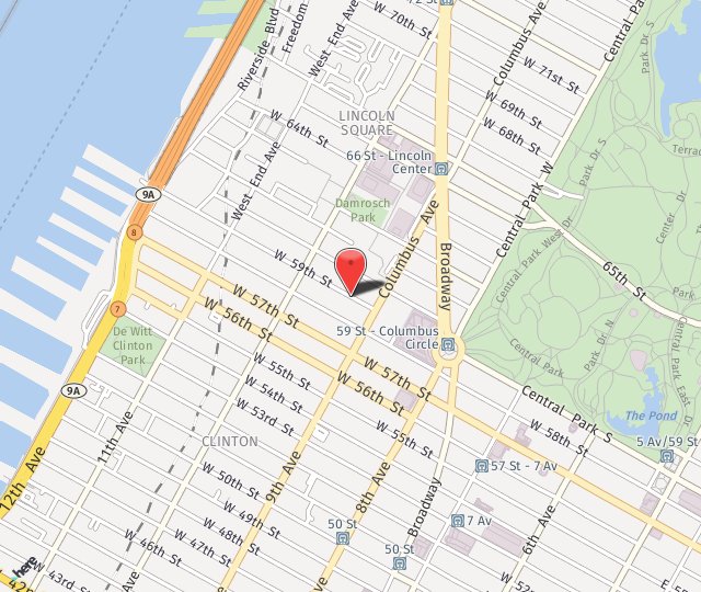 Location Map: 425 West 59th St. New York, NY 10019